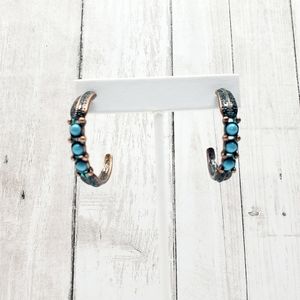 Western Style Turquoise Hoop Earring